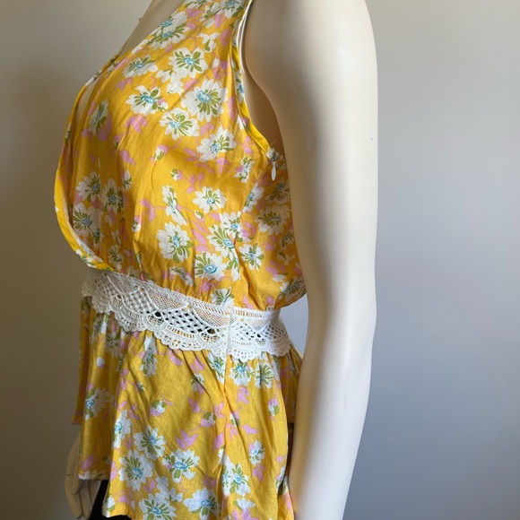 Rachel Zoe Yellow Floral Print Open Back - Picture 3 of 5